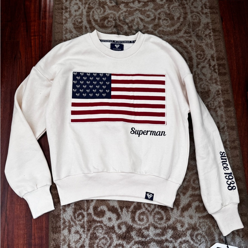 Superman USA sweater crewneck American flag the new movie